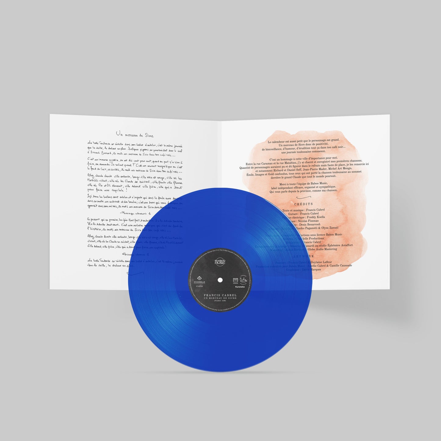 VERSION SIGNÉE Vinyle 45 T [Edition Limitée Spéciale Vinyle bleu océan] | Francis Cabrel "Un Morceau de Sicre"