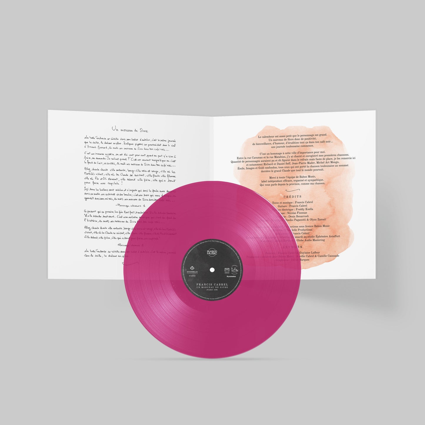 VERSION SIGNÉE Vinyle 45 T [Edition Limitée Spéciale Vinyle rose brique] | Francis Cabrel "Un Morceau de Sicre"